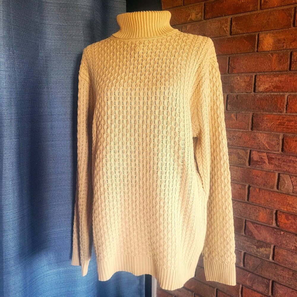 Coofandy Turtleneck Cableknit Textured Rich Tan Sweater Women's - Size L
